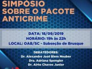 OAB Brusque e Curso de Direito da Unifebe promovem ‘Simpósio sobre o Pacote Anticrime’